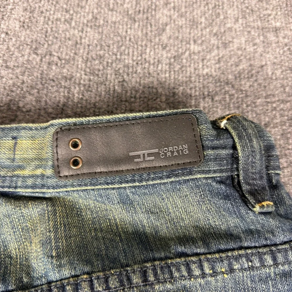 Jordan Craig Men Jeans Distressed 34‎ x 32 Straight Hem Finish Cotton